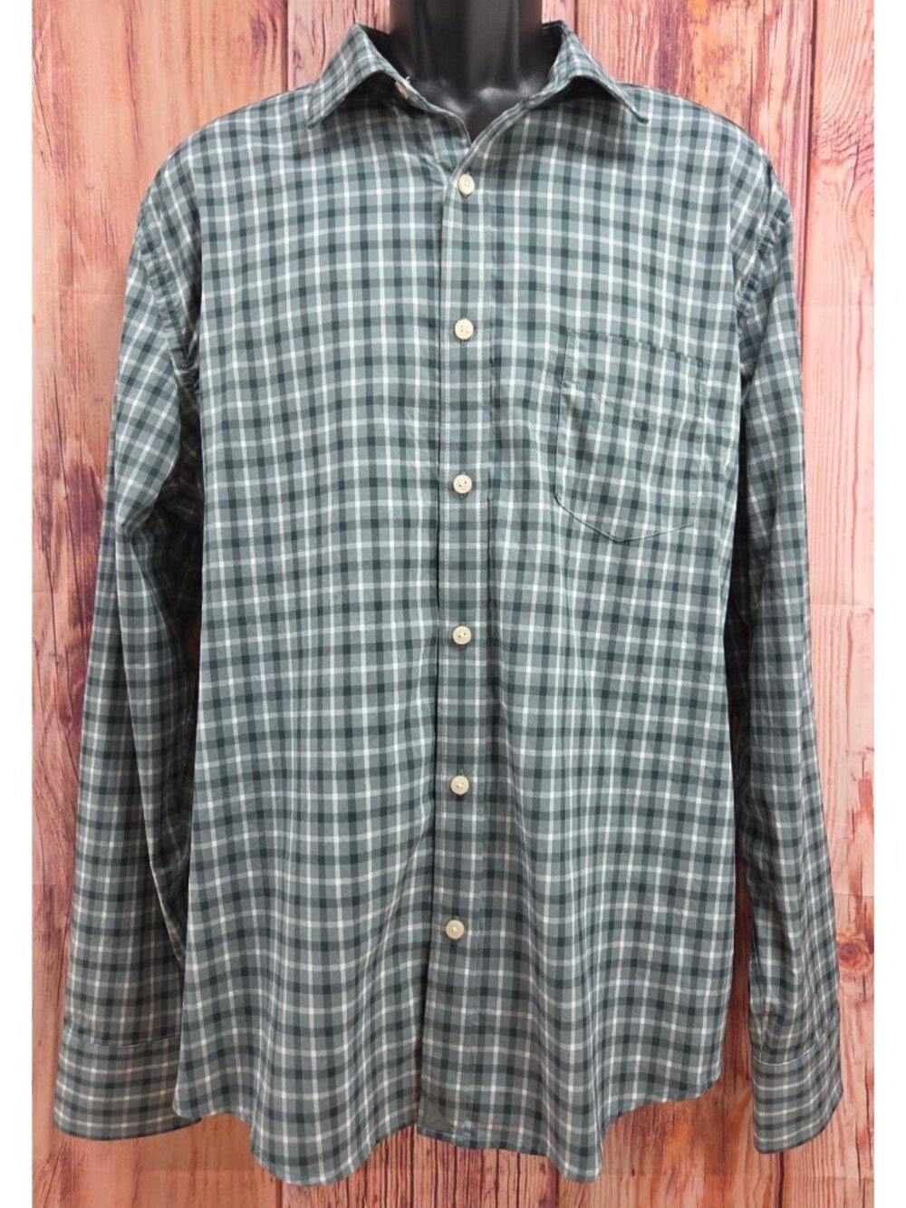 Untuckit Green Plaid Slim Fit Button-Down Shirt XL Nylon/Elastane